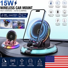 30W Wireless Charger Fast Charging Automatic Clamping Car Mount Phone Holder US