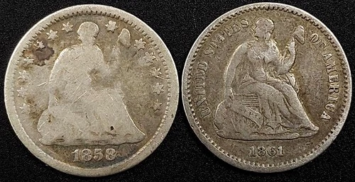 1858 O & 1861 Seated Liberty Half Dimes!