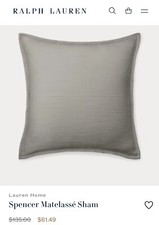 3X Euro Sham Ralph Lauren Spencer Matelasse Quilted Stitch European STONE GREY