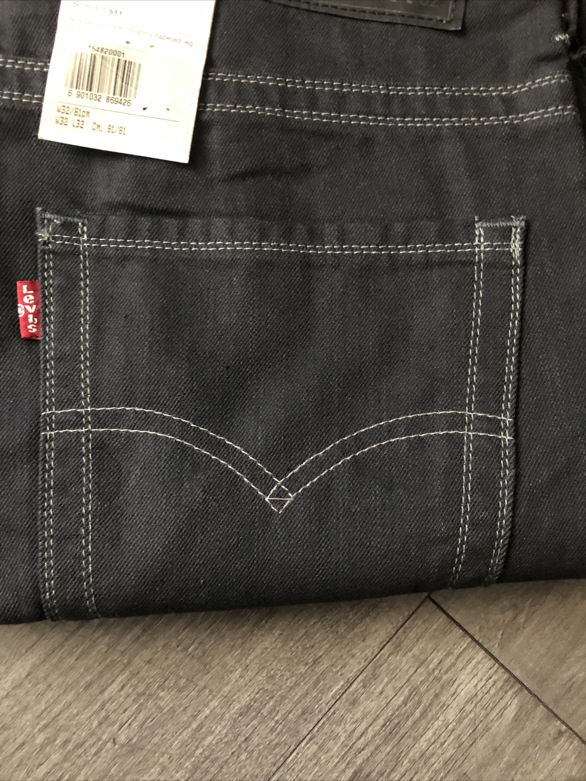LEVI’S 511 VINTAGE MEN’SLIM FIT GRAY JEANS SIZE W32 L32 DOUBLE STICH GR8 DESIGN image 4