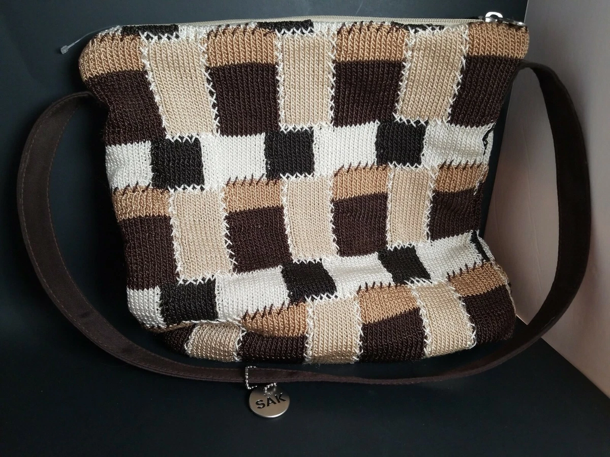 Checkered Crochet Shoulder Bag