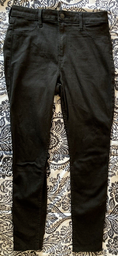Hollister Curvy High Rise Jean Leggings Women's 7 S Black Stretch Denim Raw Hem - Picture 1 of 12