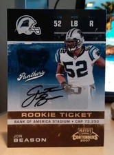 2007 Playoff Contenders Jon Beason #173 Rookie Auto MIAMI HURRICANES PANTHERS