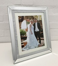 Image of Modern Crystal Mirror Glass Diamonte Photo Frame Picture Size 8"x10" (20x25cm)