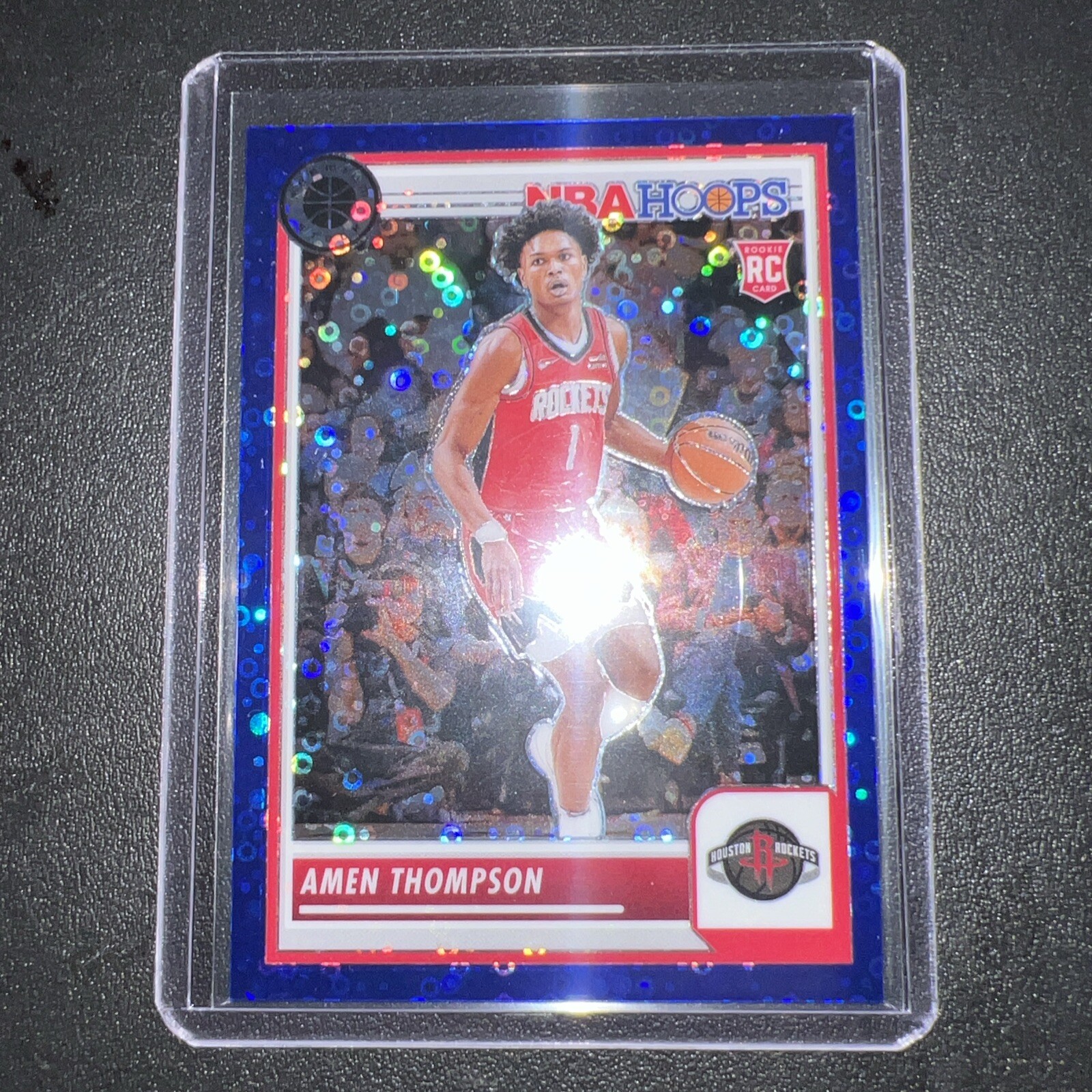 23-24 Panini NBA Hoops Premium Stock -Blue Disco Prizm #86 Amen Thompson /99(RC)