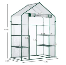 Greenhouse Shelves Mini House Outdoor Walk Portable Walk-In Tiers Green Planter