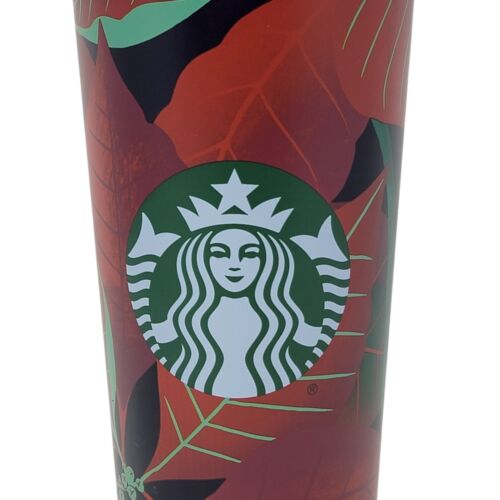 Starbucks Holiday Poinsettia Stainless Steel Tumbler 16oz Christmas 2020 Red New - Picture 3 of 9