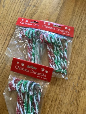 Christmas Lot of 18. Hard Plastic SUGAR COATED CANDY CANES New 2001  Ornaments