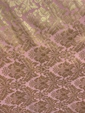 PINK GOLD Damask Jacquard Brocade Flower Floral Fabric 110 in. Sold BTY