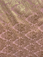 PINK GOLD Damask Jacquard Brocade Flower Floral Fabric (110 in.) Sold BTY