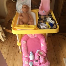 CHICCO PRAM/BATH/CHAIR/DOLL BUNDLE-COST £150-USED-SUITABLE:2+YEARS-BUYER COLLECT