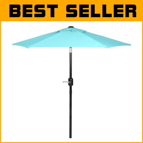 Stylish 5' 9" Diameter Aqua Market Umbrella with Push Button Tilt & Crank Lift