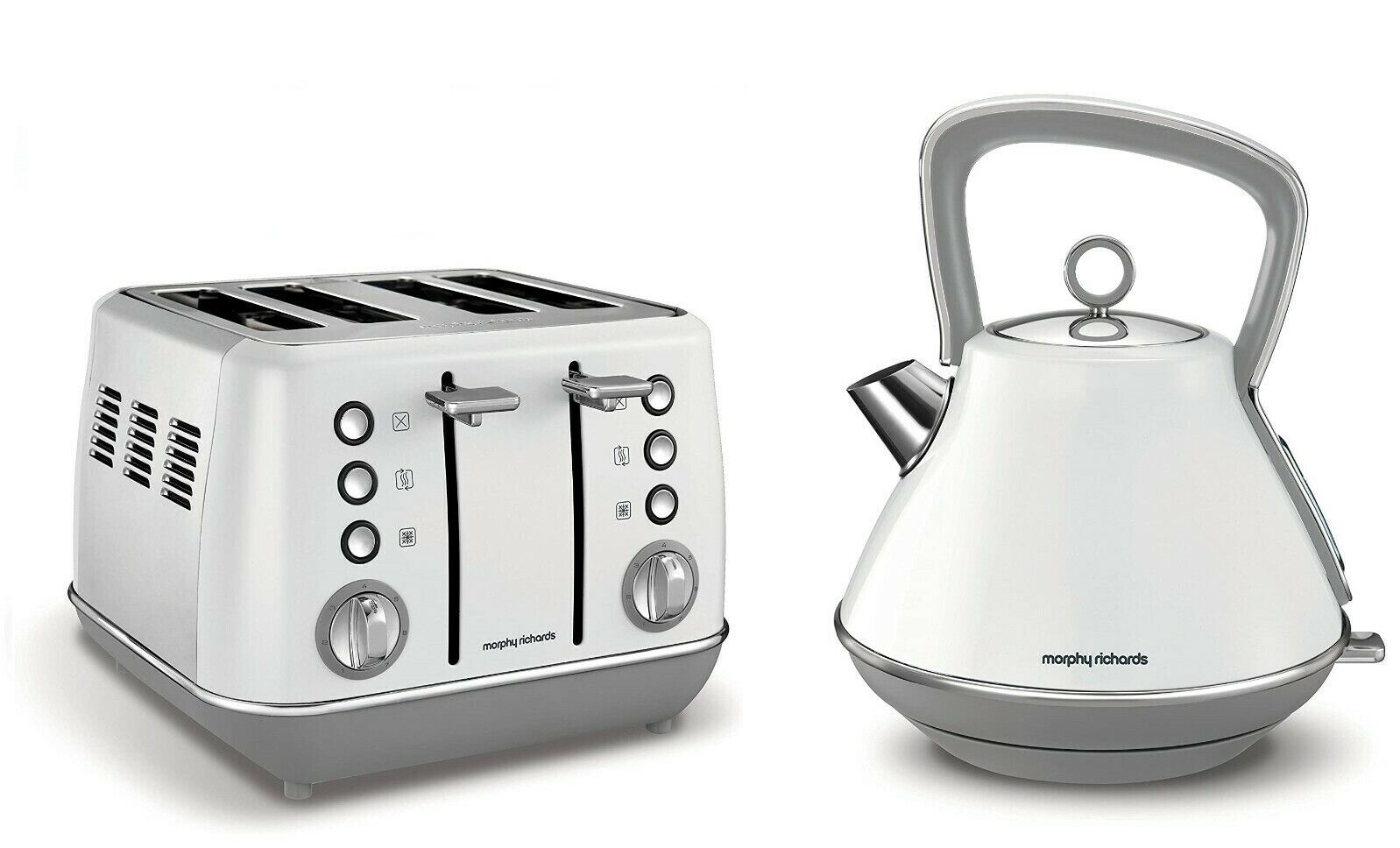 Morphy Richards Evoke Pyramid Kettle & 4 Slice Toaster Set Boil Hot