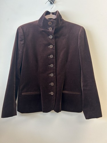 Lauren Ralph Lauren Women's Blazer Deep Brown Velvet Button Lined Career Size 6 - Picture 3 of 16