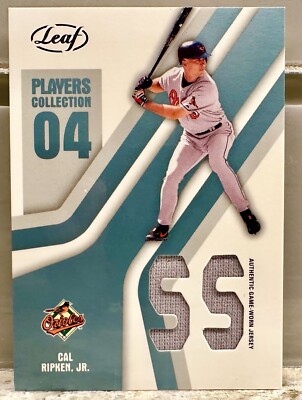 JERSEY NUMBER MATCH! 2004 Donruss Leaf Cal Ripken Jr GU Jersey 8/25! ORIOLES!