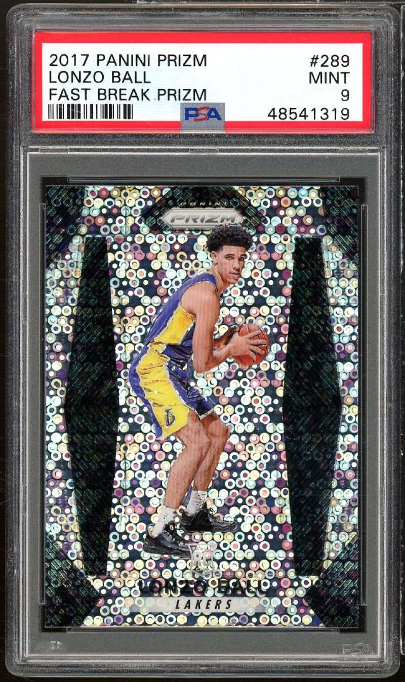 Lonzo Ball Rookie Card 2017-18 Panini Prizm Fast Break Prizm #289 PSA 9