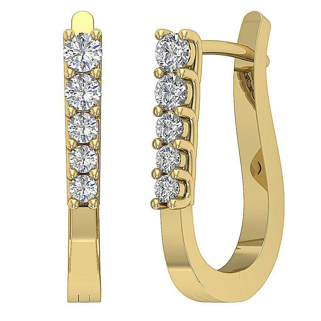 Hoop Earrings VVS1 F 0.50 Carat Round Cut Diamond 14K Gold Prong Set 0.70 Inch-image