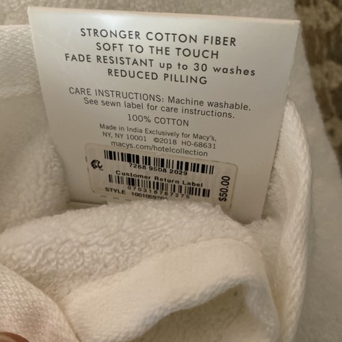 Hotel Collection Quick-Dry 100% Supima Cotton 30 x 56 in White @ - Picture 3 of 4