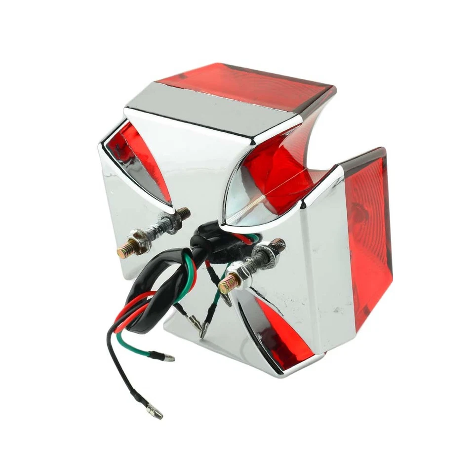 Lámpara de luz de matrícula LED roja cruz de 4 3/4" Bobber Chopper personalizada Foto 4 de 4