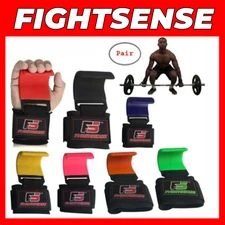 Heavy Duty Weight Lifting Steel Hooks Wrist Support Straps Power Gripper Pair