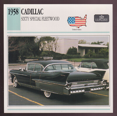 確認用33台➕紫キャデ60台 1958 Cadillac Sixty Special Fleetwood (60) Car Photo Spec Sheet