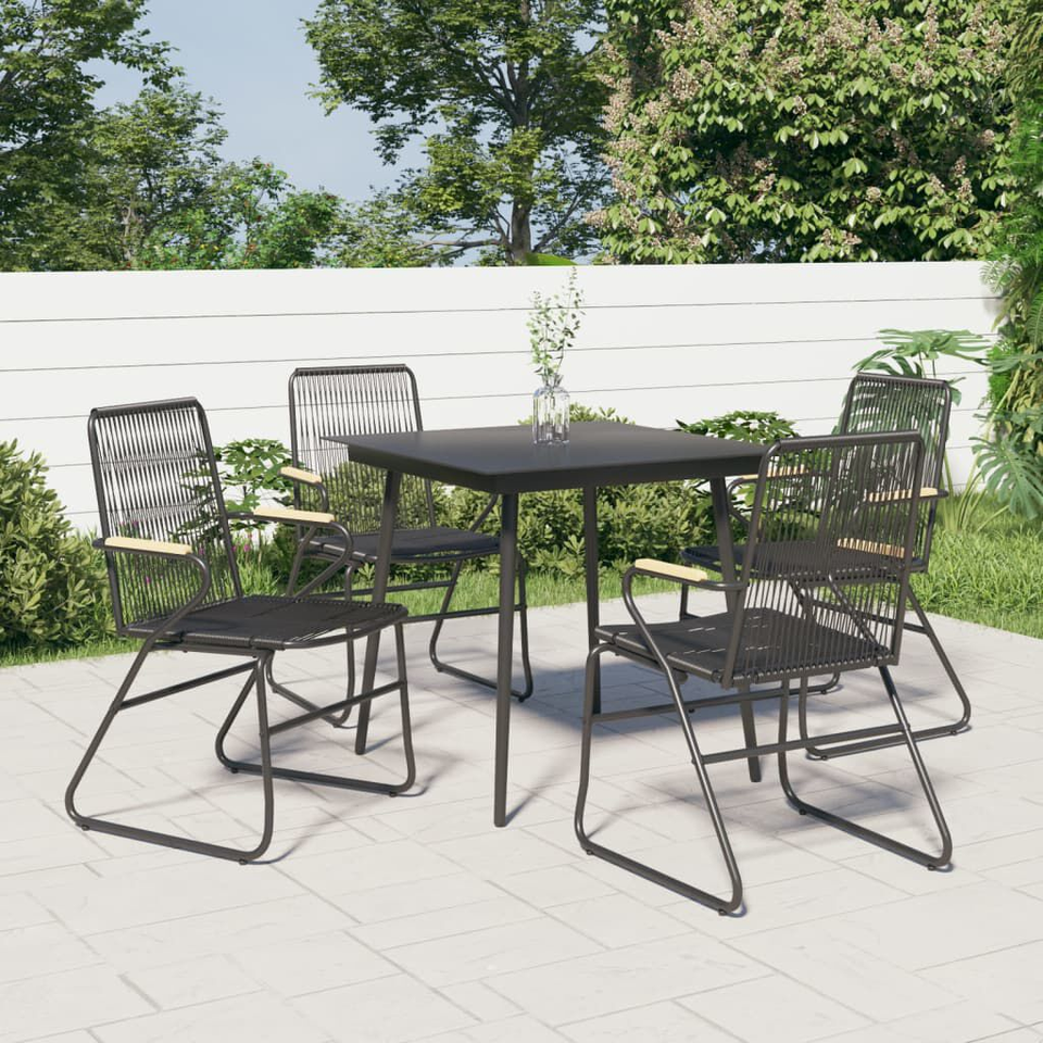4Piece Black PVC Rattan Garden Chairs eBay