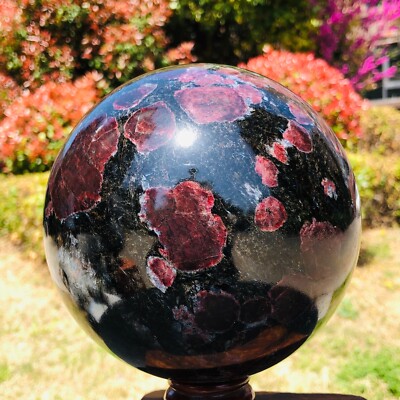 11.41LB Large Natural Garnet Sphere Crystal Firework Stone Ball Reiki Healing
