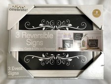 Hosley Celebration 3 Reversible Wedding Signs Black White Cards Gifts Reception