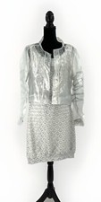 Design Today’s Women’s Silver Sleeveless Dress with Short Jacket Size Large