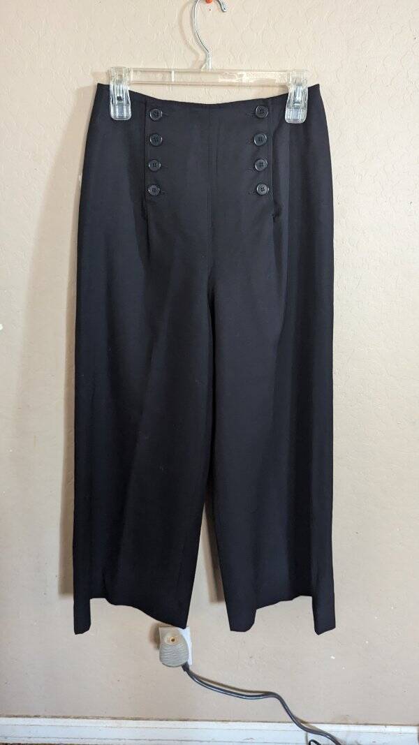 SZ 8 Vintage 100% Wool Wathne Sailor front wide leg pants