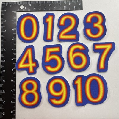 Printed Felt Style ZERO TO TEN 0-10 # s Number Patch Lot 1 2 3 4 5 6 7 8 9 00RN