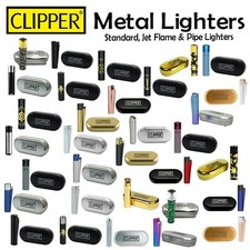CLIPPER Metal Lighters Jet Flame Pipe Standard Models Gift Case Various Colours