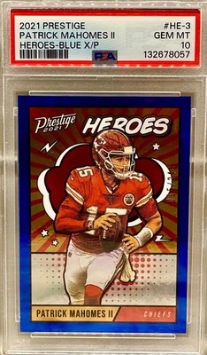 JERSEY # MATCH! 2021 Prestige Patrick Mahomes Heroes Blue 15/249! PSA 10 CHIEFS!