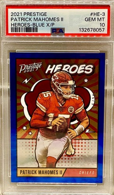 #ad #ad JERSEY # MATCH 2021 Prestige Patrick Mahomes Heroes Blue 15 249 PSA 10 CHIEFS $350.00