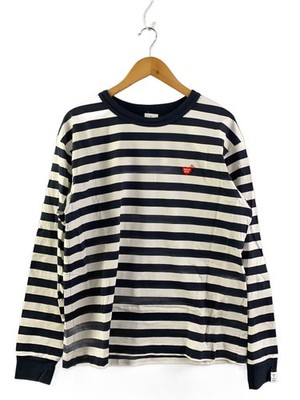 HUMAN MADE Long Sleeve T Shirt L Cotton Navy Striped