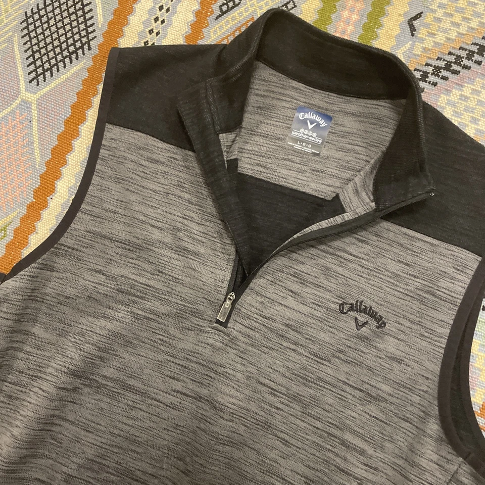 Chaleco Callaway Para Hombre L Gris Negro 1/4 Cremallera Sin Mangas Pullover Rendimiento Golf Foto 4 de 4