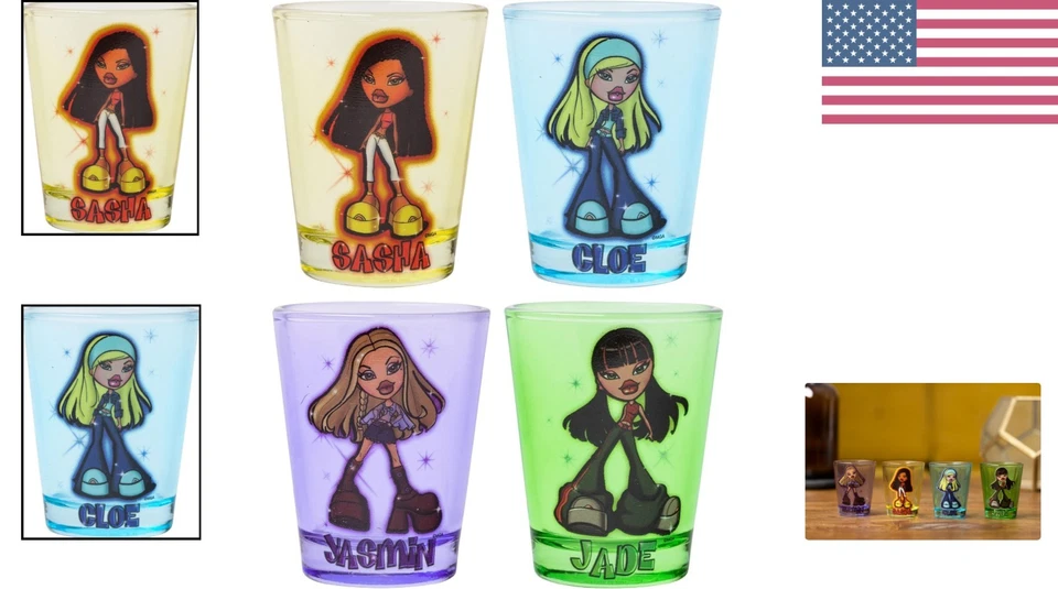 Bratz Sparkle Mini Glass Set - 1.5oz Featuring Yasmin, Cloe, Sasha & Jade - Image 2 of 4