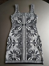 Farm Rio Off White Monochrome Elegance Scarf Knit Mini Dress Size Medium