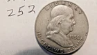 FRANKLIN HALF DOLLAR, 1958-D, 90% SILVER----252