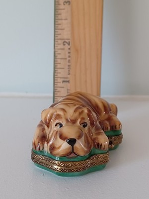 Vintage Brown Chinese Shar Pei Dog French Limoges Box 