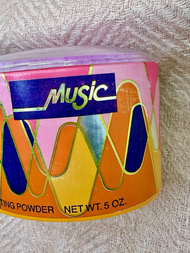 复古 Faberge Music 女式除尘粉全新 NOS 带盒 5 盎司 — 第 3/4 张图片