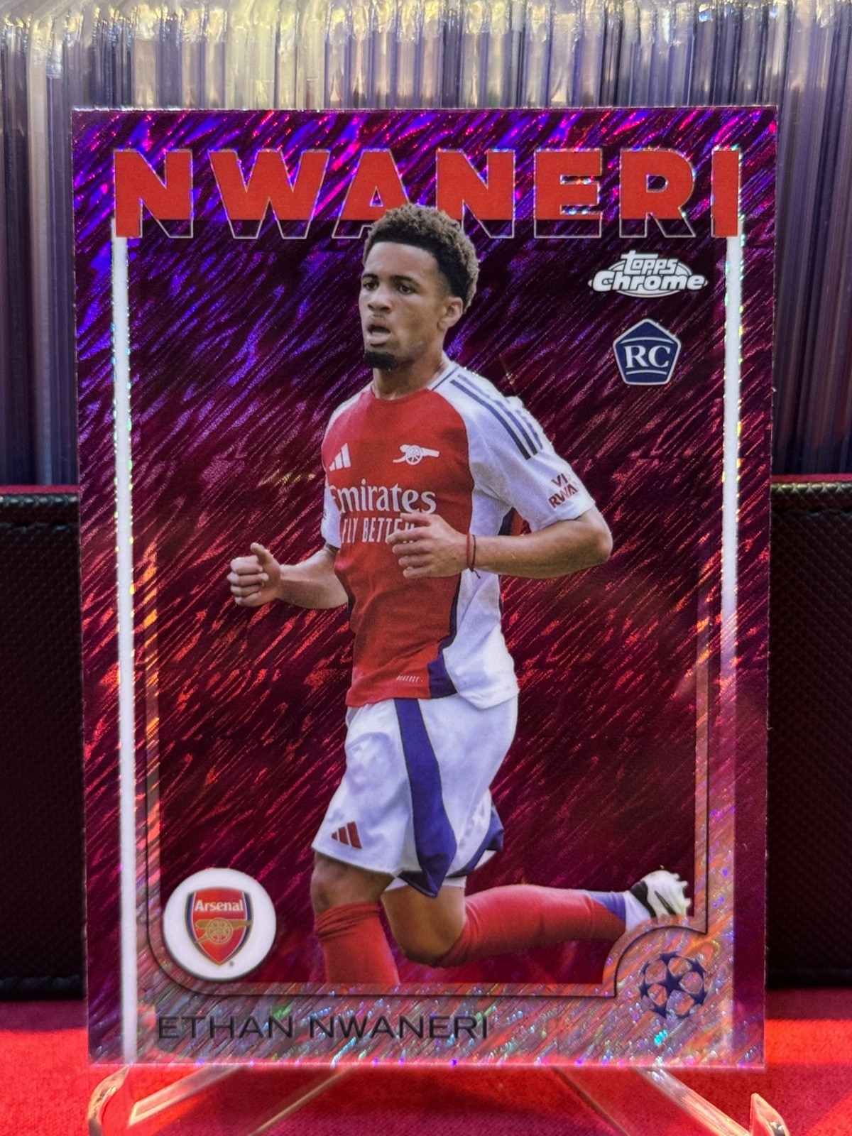 2024-25 Topps Chrome UEFA Ethan Nwaneri RC Magenta Shimmer Arsenal #158