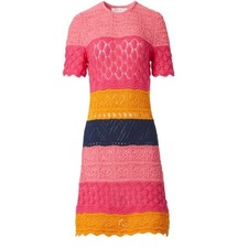Carolina Herrera Colorblock Crochet Knit Minidress Size Medium