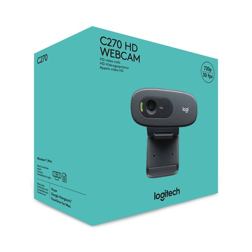 Logitech C270 Webcam 3MP HD 720p 60° Sichtfeld Fester Fokus USB Skype 960-001063 - Bild 2 von 7