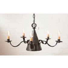Irvins Country Tinware Small Sturbridge Chandelier in Kettle Black