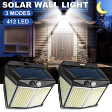 Solar Power 412 LEDS Light PIR Motion Sensor Outdoor Security Lamp Wall Garden