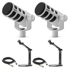 Rode PodMic White, Pair with 2x Rode Desk Stand 2