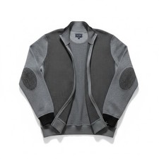 Eden Park Mens XL Zip Cardigan Sweater Gray Black Cotton Elbow Patches New Witho