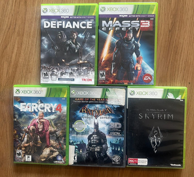 XBOX 360 Game Lot Mass Effect 3 Batman Far Cry 4 Elders Scrolls V Defiance TESTD