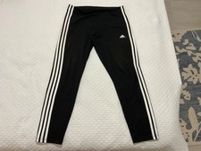 Women's adidas 3 Stripe Athletic Pant, L Black Tight Fit